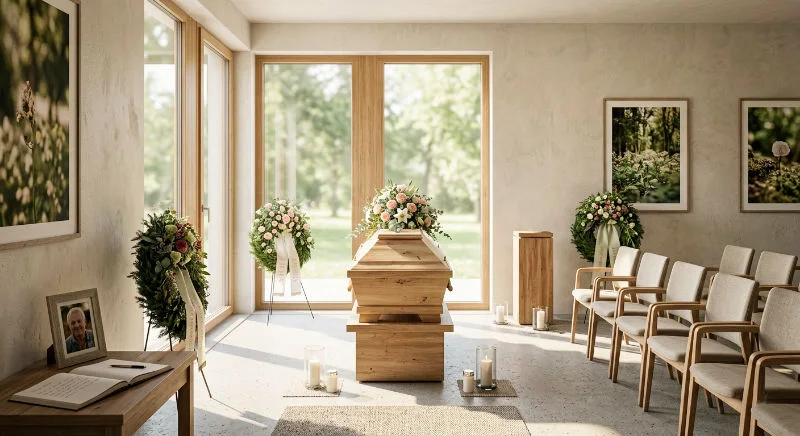 Modernisierung von Trauerhallen - Hier Beispiel einer hellen und modernen Friedhofshalle